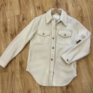 Oak + Fort Shirt Jacket in Cream Beige